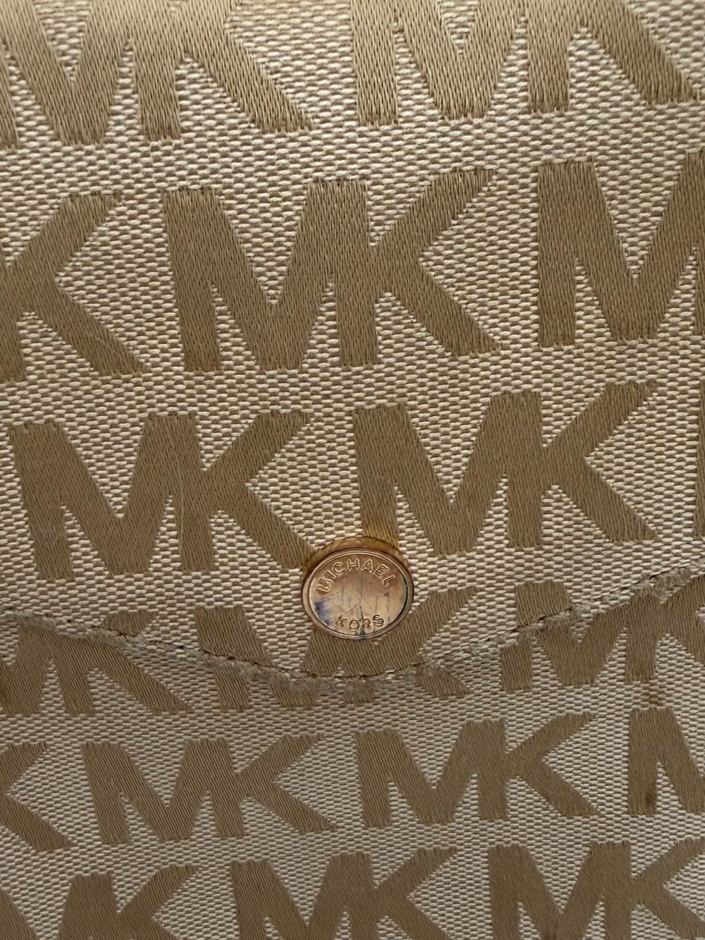 Michael Kors Beige/Tan MK Logo Tote with Front Pocket used condition!! - Picture 3 of 12